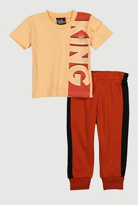Baby Boys 12-24M King Graphic Tee and Joggers, Orange,