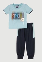 Baby Boys 12-24M Strong Graphic Tee and Joggers, Blue,