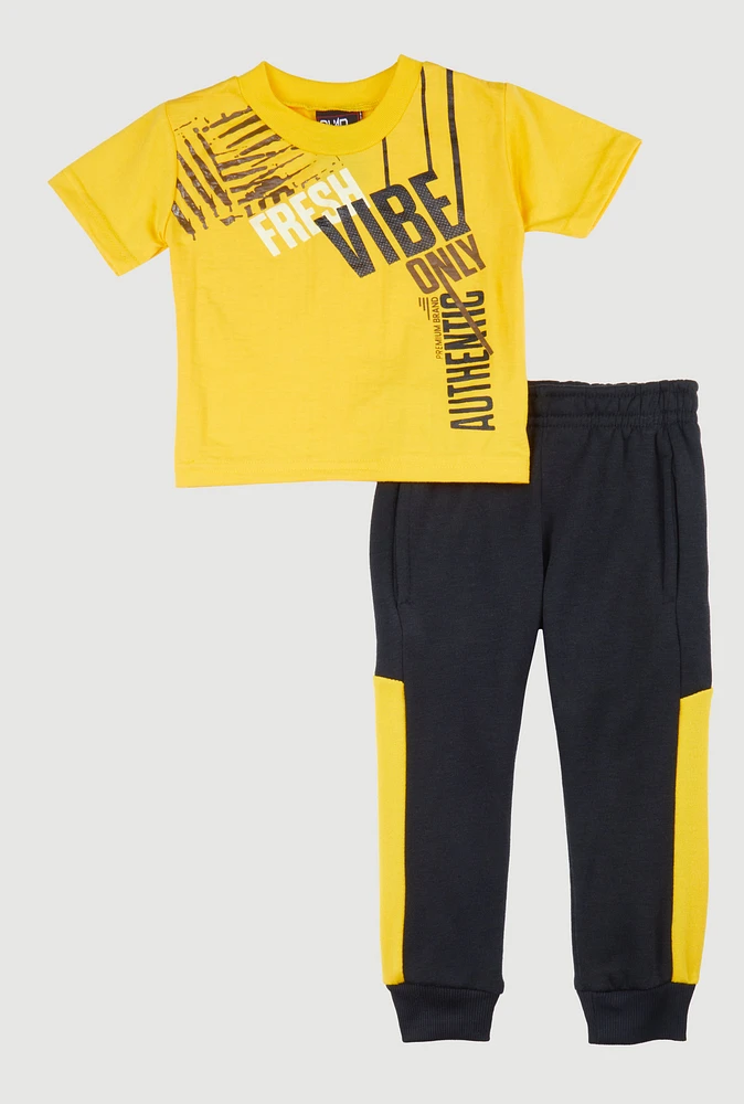 Baby Boys 12-24M Fresh Vibe Only Graphic Tee and Joggers, Yellow, Size 12M