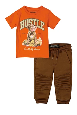 Baby Boys 12-24M Hustle Dog Graphic Tee and Moto Joggers, Orange, Size 24M