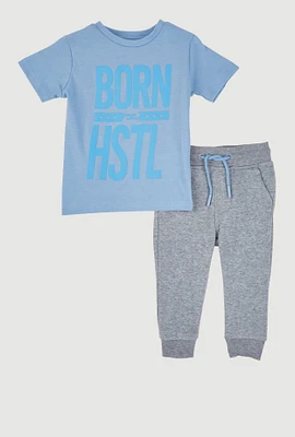 Baby Boys 12-24M Born Hustl Graphic Tee and Joggers, Blue,