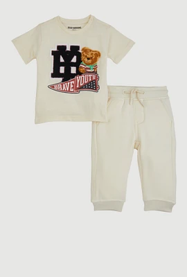 Baby Boys 12-24M Brave Youth Graphic Tee and Joggers, White,