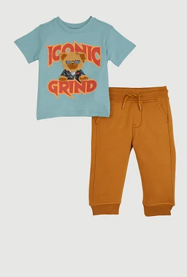 Baby Boys 12-24M Iconic Grind Bear Tee and Joggers, Multi, Size 12M