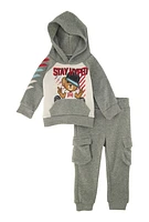 Baby Boys 12-24M Stay Hyped Hoodie and Cargo Joggers, Grey, Size 12M