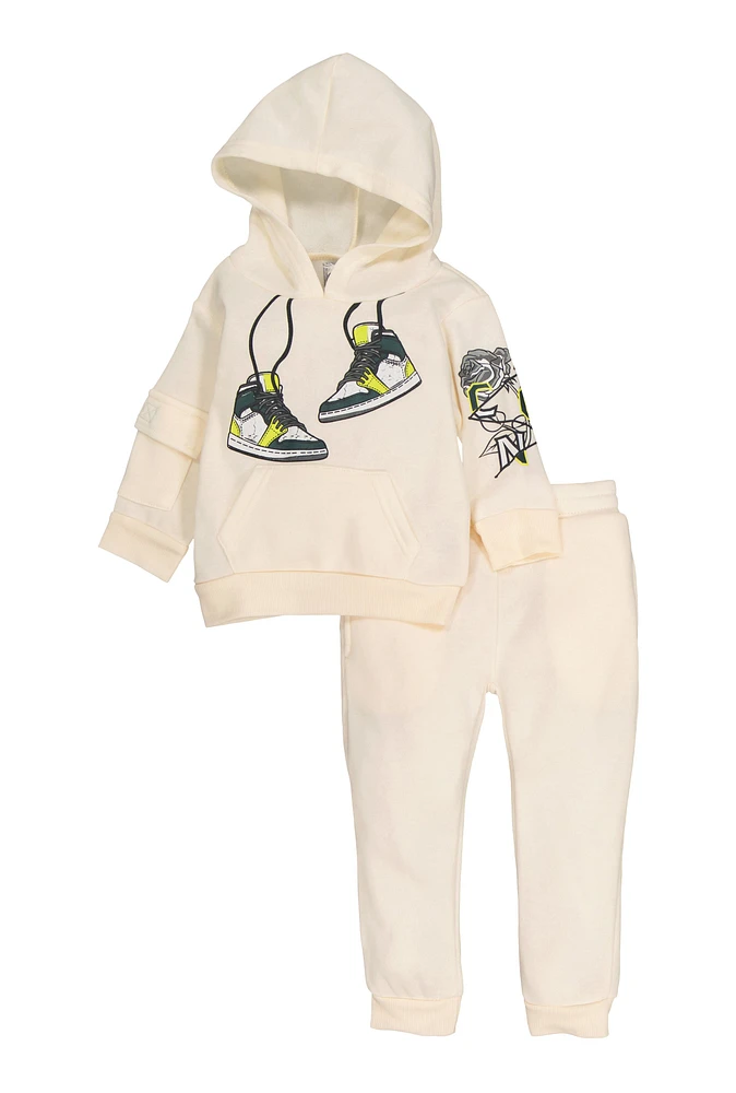 Baby Boys 12-24M Sneaker Graphic Hoodie and Joggers, White, Size 18M