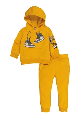 Baby Boys 12-24M Sneaker Graphic Hoodie and Joggers, Yellow, Size 12M