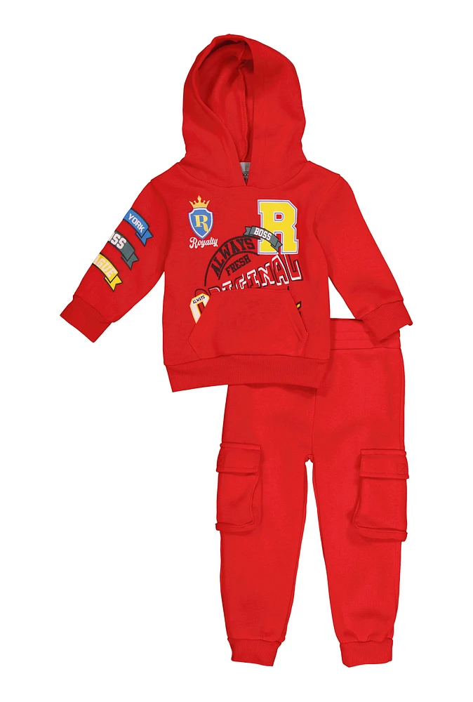 Baby Boys 12-24M Royalty Graphic Sweatshirt and Cargo Joggers, Red, Size 12M