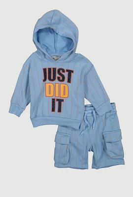 Baby Boys 12-24M Just Did It Graphic Sweatshirt and Cargo Sweatshorts, Blue, Size 12M