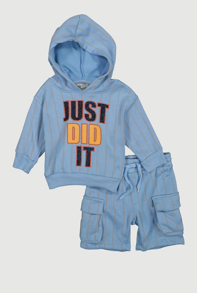 Baby Boys 12-24M Just Did It Graphic Sweatshirt and Cargo Sweatshorts, Blue, Size 24M