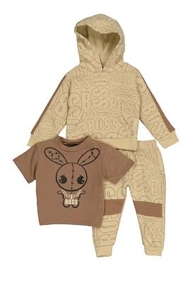 Baby Boys 12-24M Boss Sweatshirt and Tee with Joggers, Beige, Size 24M