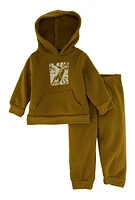 Baby Boys 12-24M Graphic Hoodie and Joggers, Brown, Size 12M