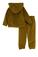 Baby Boys 12-24M Graphic Hoodie and Joggers, Brown, Size 18M