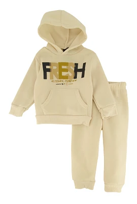 Baby Boys 12-24M Fresh NYC Graphic Hoodie and Joggers, Beige, Size 12M