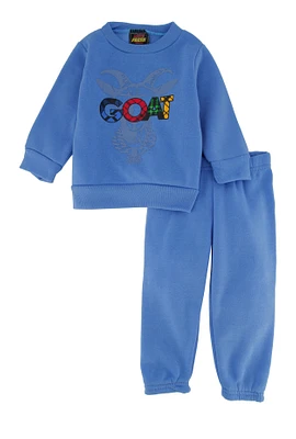 Baby Boys 12-24M Plaid GOAT Graphic Sweatshirt and Sweatpants,