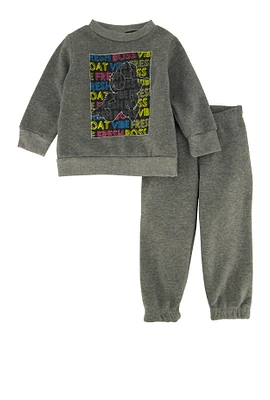 Baby Boys 12-24M Printed Graphic Sweatshirt and Sweatpants, Grey, Size 12M