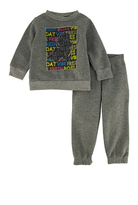 Baby Boys 12-24M Printed Graphic Sweatshirt and Sweatpants, Grey,
