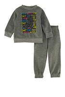 Baby Boys 12-24M Printed Graphic Sweatshirt and Sweatpants, Grey,