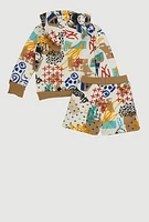 Baby Boys 12-24M Graffiti Print Hoodie and Sweatshorts, Multi, Size 24M