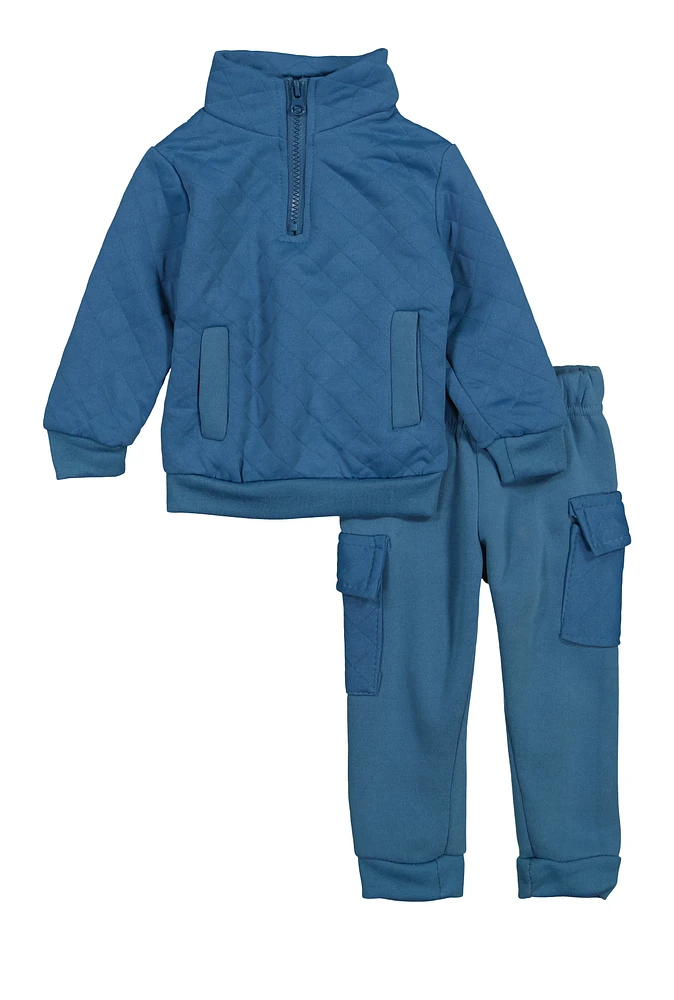 Baby Boys 12-24M Quilted Sweatshirt and Joggers, Blue, Size 24M