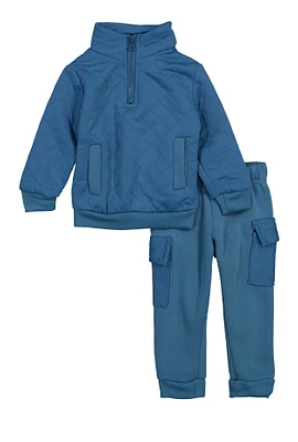 Baby Boys 12-24M Quilted Sweatshirt and Joggers, Blue, Size 24M