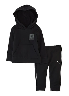 Baby Boys 12-24M Puma Patch Graphic Pullover Hoodie and Joggers, Black, Size 12M