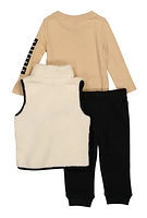 Baby Boys 12-24M Puma Sherpa Vest with Graphic Tee and Joggers, Beige, Size 12M