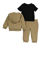 Baby Boys 12-24M Puma Sherpa Hoodie and Joggers with Tee, Brown, Size 24M