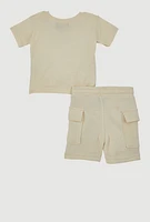 Baby Boys 2-Piece Fleece Sweatshorts and T-Shirt Set, Beige, Size 12M