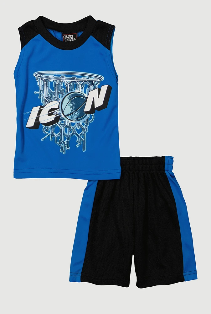 Baby Boys 12-24M Icon Graphic Tank Top and Shorts, Blue, Size 24M