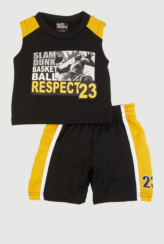 Baby Boys 12-24M Slam Dunk Muscle Tee and Shorts, Multi, Size 24M