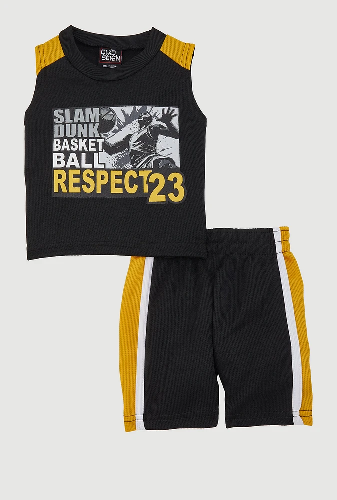 Baby Boys 12-24M Slam Dunk Muscle Tee and Shorts,