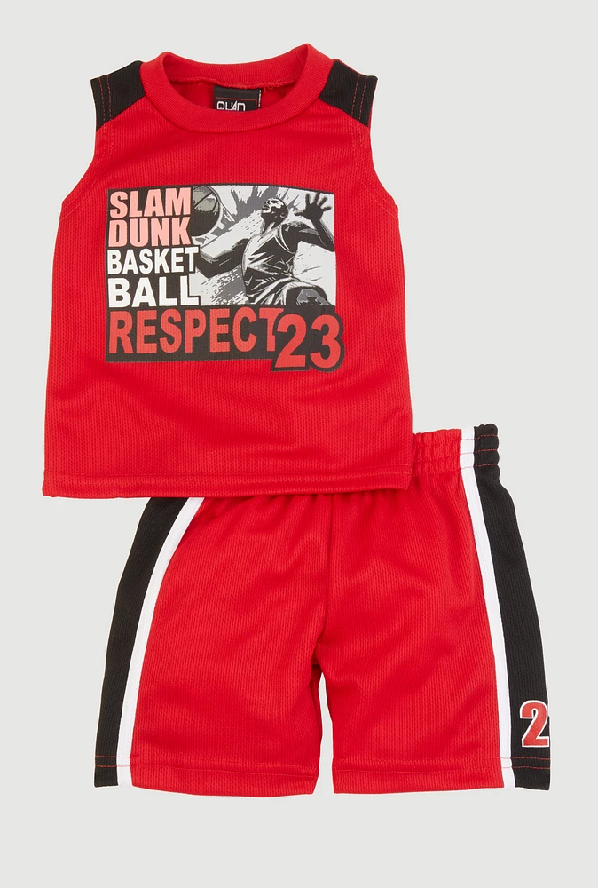 Baby Boys 12-24M Slam Dunk Muscle Tee and Shorts, Red, Size 18M