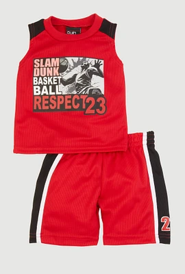 Baby Boys 12-24M Slam Dunk Muscle Tee and Shorts, Red, Size 18M