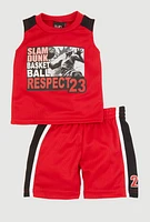 Baby Boys 12-24M Slam Dunk Muscle Tee and Shorts, Red, Size 18M
