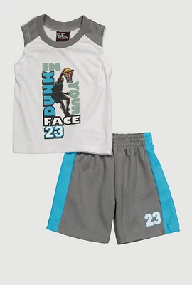 Baby Boys 12-24M Dunk In Your Face Tank Top and Mesh Shorts, Multi, Size 12M