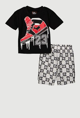 Baby Boys 12-24M Fly Since 23 Graphic Tee and Jersey Mesh Shorts, Multi, Size 24M