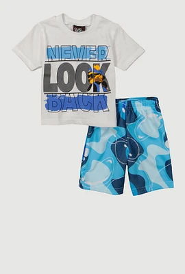 Baby Boys 12-24M Never Look Back Graphic Tee and Shorts, Blue, Size 18M
