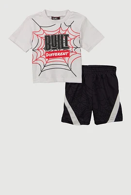 Baby Boys 12-24M Built Different Tee and Shorts, Multi, Size 24M