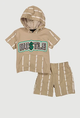 Baby Boys 12-24M Hustle Short Sleeve Hooded Top and Shorts, Beige, Size 24M