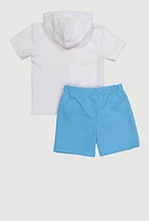 Baby Boys 12-24M Here Comes Teddy Graphic Hoodie and Shorts, Blue, Size 24M
