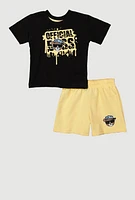 Baby Boys 12-24M Official Boss Graphic Tee and Shorts, Black, Size 12M
