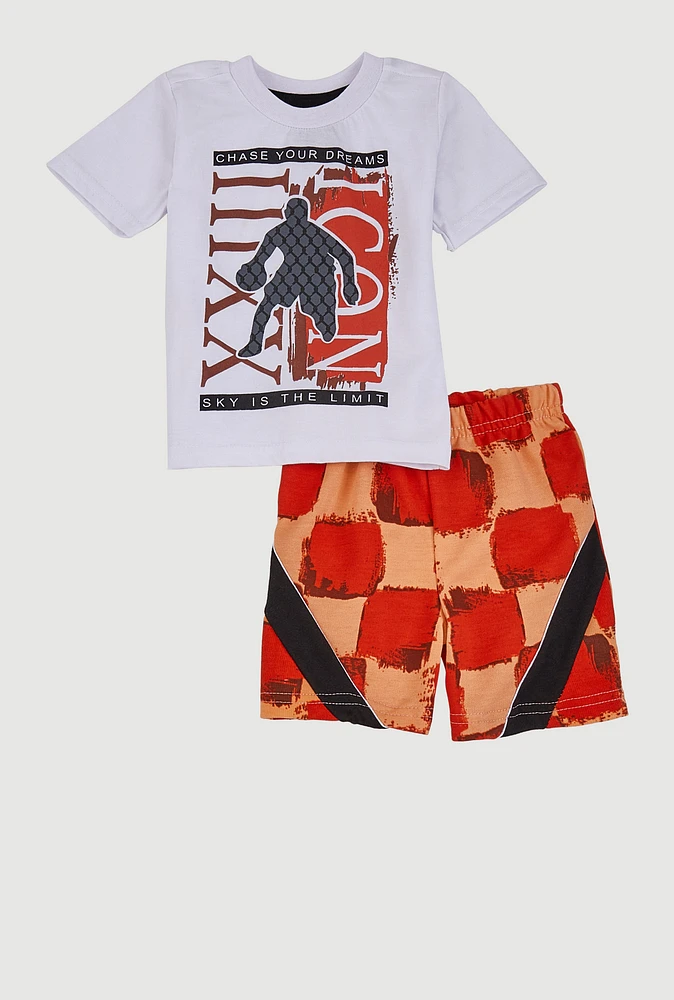 Baby Boys 12-24M Chase Your Dreams Graphic Tee and Shorts, Multi, Size 18M