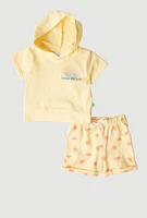Baby Boys 12-24M Daddys Cool Dude Hooded Top and Shorts, Yellow, Size 24M