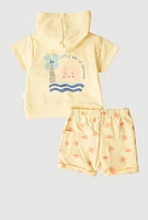 Baby Boys 12-24M Daddys Cool Dude Hooded Top and Shorts, Yellow, Size 24M