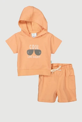 Baby Boys 12-24M Cool Like Daddy Hooded Top and Shorts, Orange, Size 18M