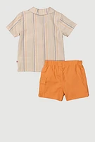 Baby Boys 12-24M Striped Shirt and Cargo Shorts with Sunglasses, Multi, Size 24M