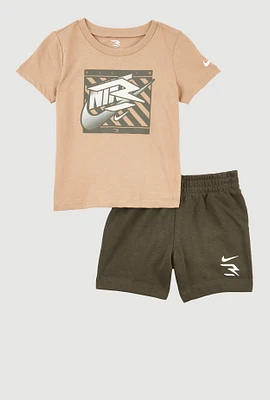 Baby Boys 12-24M Graphic Print Tee and Sweatshorts, Multi, Size 18M