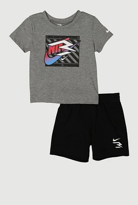 Baby Boys 12-24M Marled Graphic Tee and Sweatshorts, Grey, Size 24M