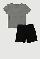 Baby Boys 12-24M Marled Graphic Tee and Sweatshorts, Grey, Size 24M