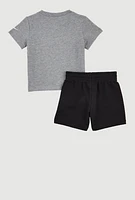 Baby Boys 12-24M Marled Graphic Print Tee and Sweatshorts, Multi,